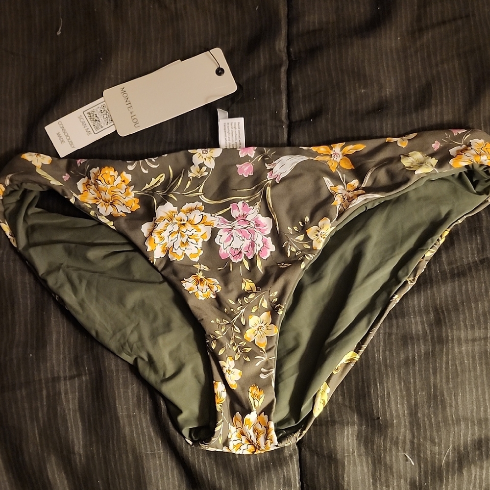 Floral Bikini Bottom - Olive